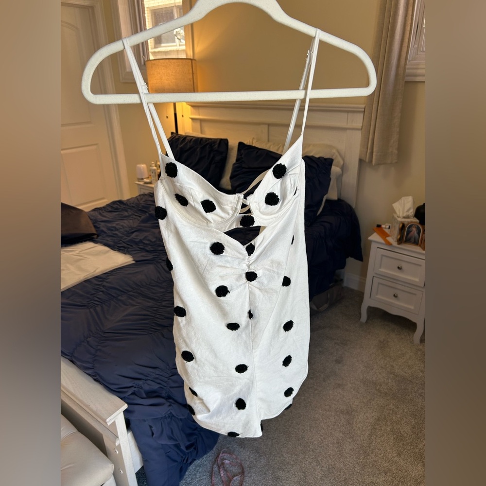 For Love And Lemons White Polka Dot Cutout Mini Dress - Picture 4 of 11